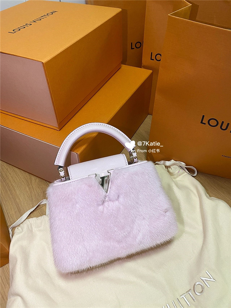 lv capucines 粉色水貂毛 真的太嫩啦